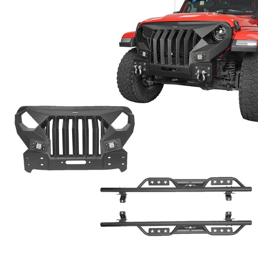 Mad Max Front Bumper with Grill & Side Steps(18-25 Jeep Wrangler JL 4 Door) - ultralisk4x4