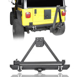Matte Black Rear Bumper ww/ Tire Carrier & Hitch Receiver(97-06 Jeep Wrangler TJ) - ultralisk4x4