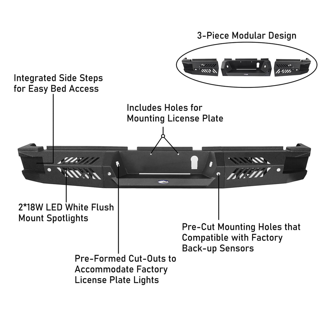 Ram Rear Bumper w/ Step for 2019-2024 Dodge Ram 2500 - Ultralisk 4x4