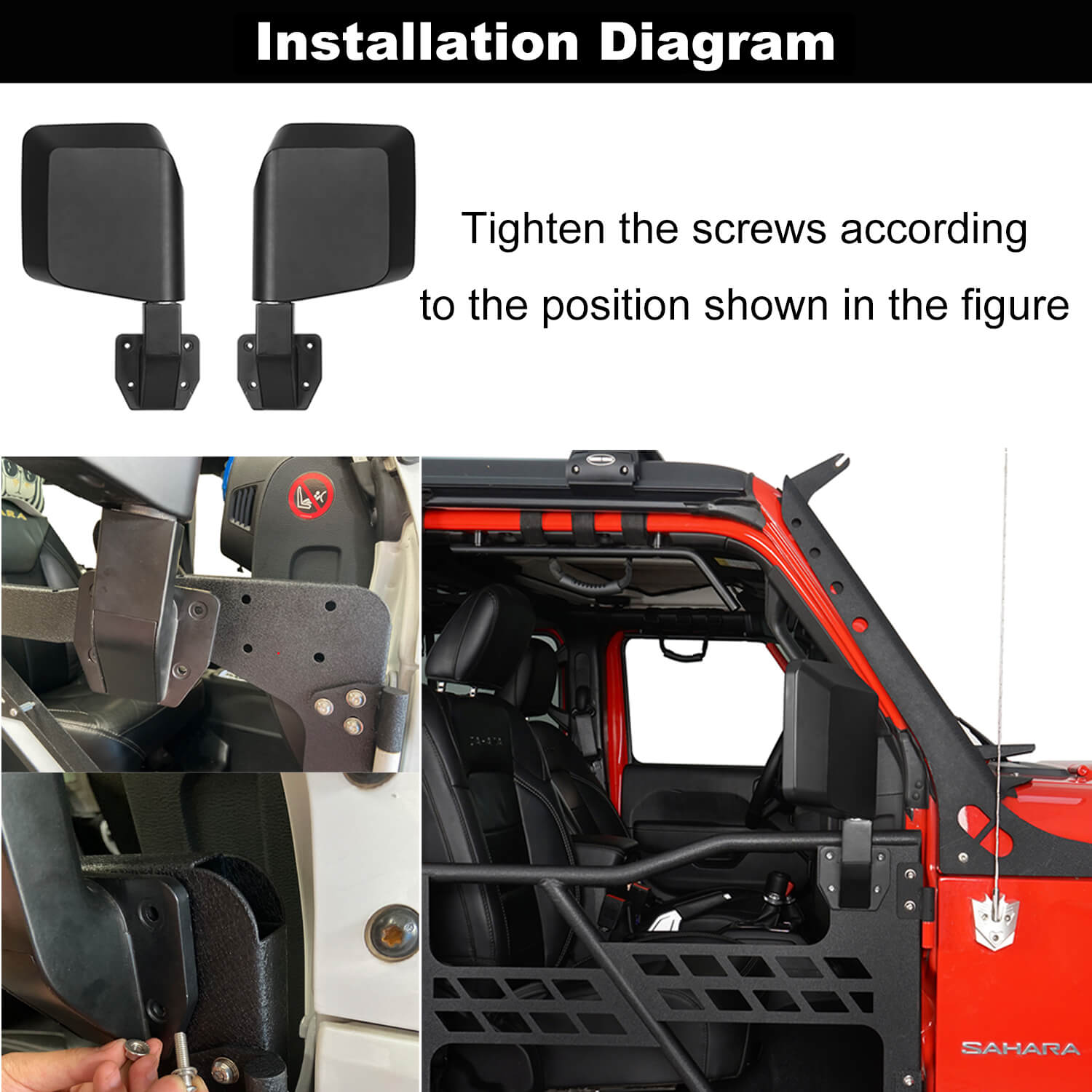 Rock Crawler Tubular Door Guards with Mirrors for 1997-2006 Jeep Wrangler TJ BXG092MMR10016 8
