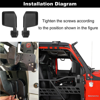 Rock Crawler Tubular Door Guards with Mirrors for 1997-2006 Jeep Wrangler TJ BXG092MMR10016 8