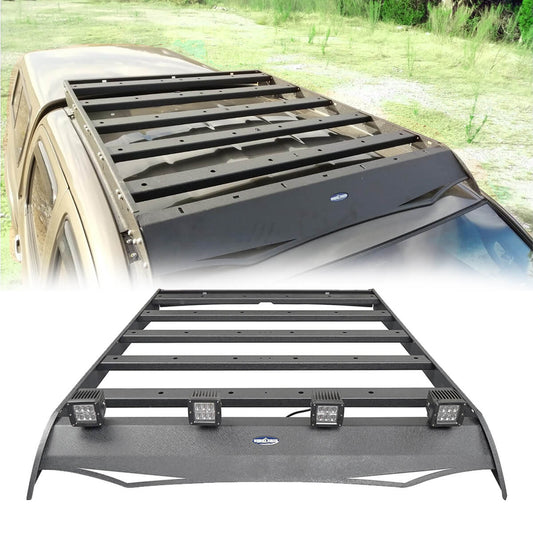 Toyota Tacoma Half Roof Rack Luggage Carrier Rack Cargo Carrier Top Roof Rack with Led Lights for 2 Gen 3 Gen Toyota Tacoma Double Cab Toyota Tacoma 2005-2021 4-Doors Toyota Tacoma Accessories 4007 