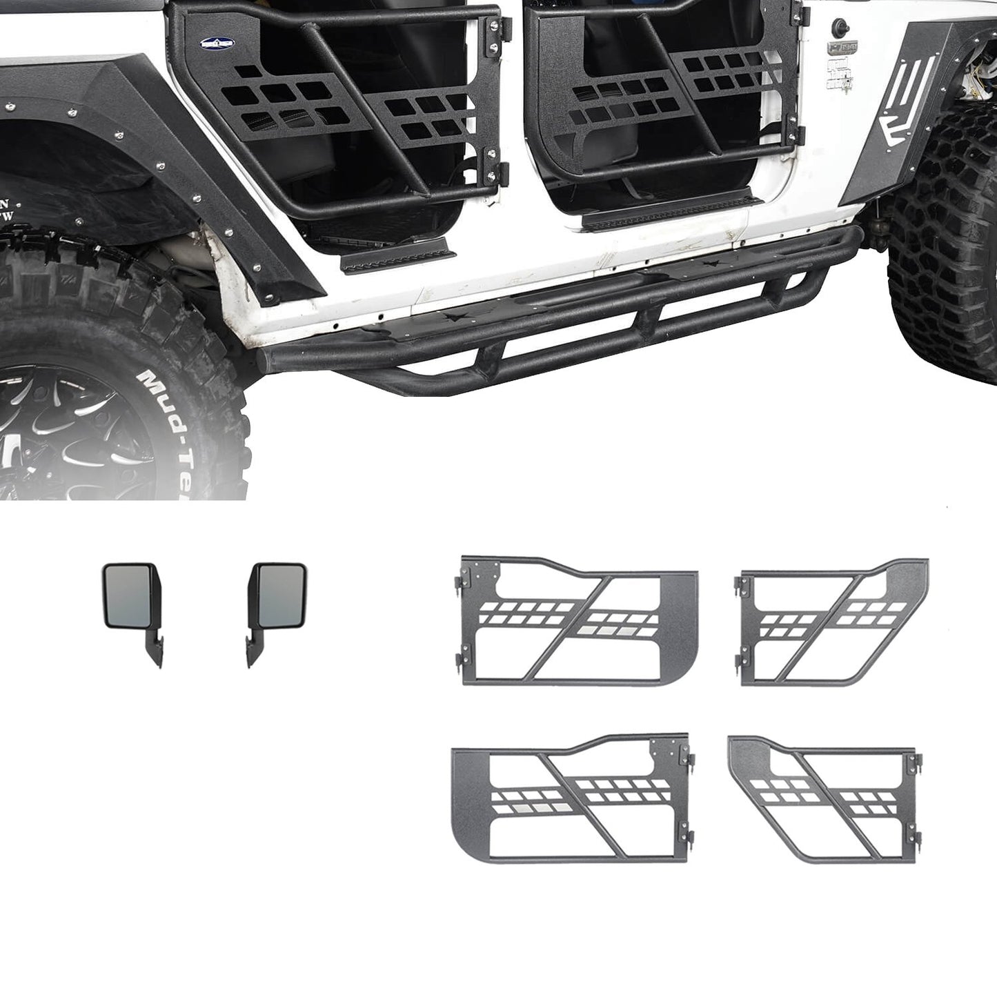 Tubular Doors & Door Rack(07-18 Jeep Wrangler JK) - ultralisk4x4
