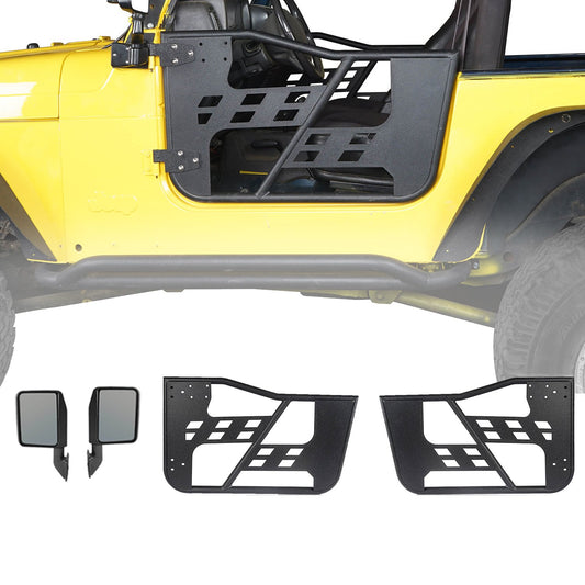 Rock Crawler Tubular Door Guards w/Side Mirrors(97-06 Jeep Wrangler TJ) - ultralisk4x4